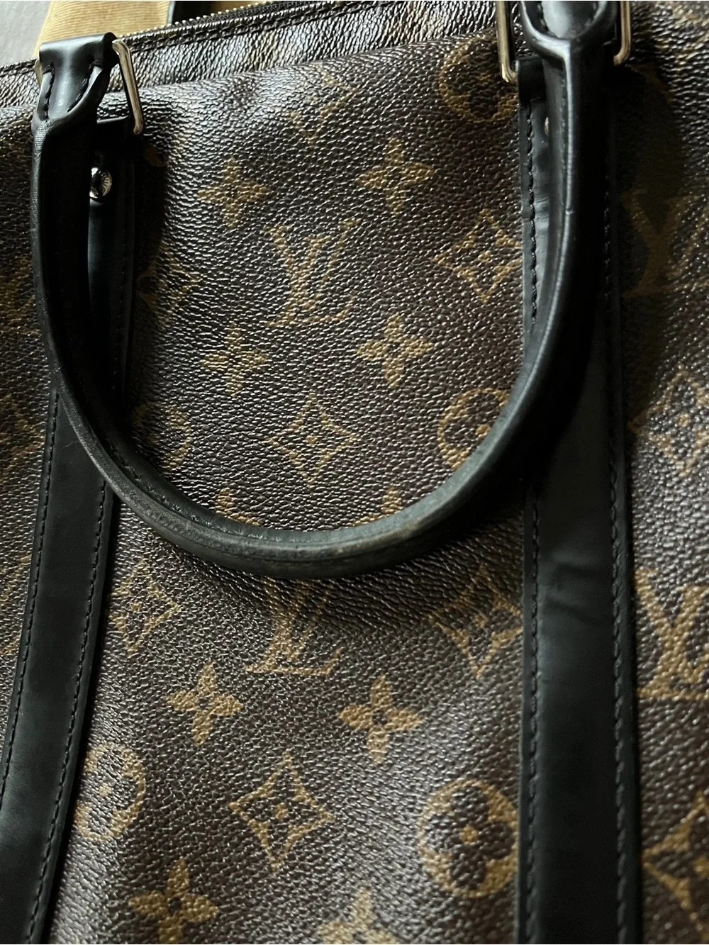 Authentic Louis Vuitton Monogram Macassar Porte Documents Voyage PDV Pm Bag